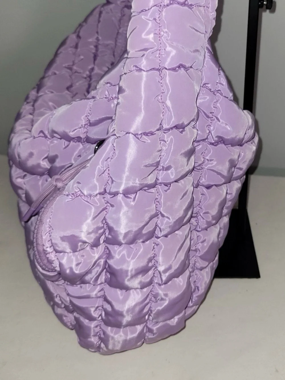 Quilted Puffer Hobo Shoulder Bag Purple Lanvender NWOT